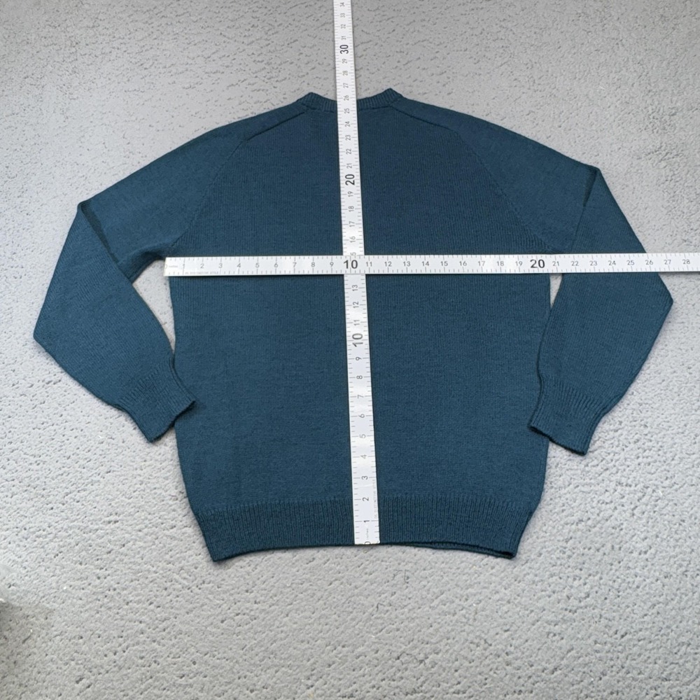 Vintage St John Santana Knit Sweater Womens 12 Blue Aqua V Neck Raglan Pullover - Picture 4 of 8